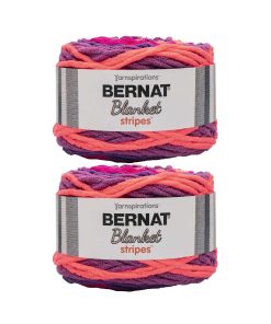 Bernat Blanket Stripes 220yds Super Bulky Polyester Yarn 2 Bundle