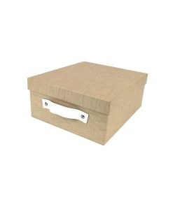 13 Tan Heather Pattern Rectangle Box With Lid   Carrying Handles