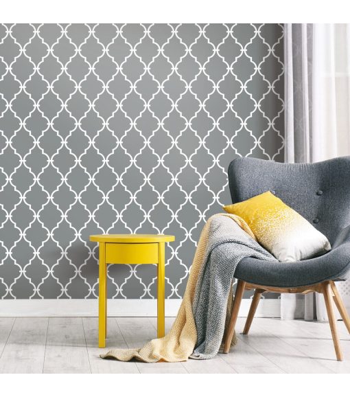 RoomMates Wallpaper Grey Modern Trellis - Image 2