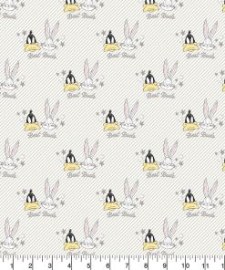 Looney Tunes Bugs Daffy White Flannel Fabric