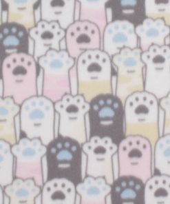 White   Pink Cat Paw Prints Blizzard Fleece Fabric