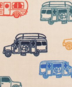 Multicolor Campers on Beige Anti Pill Fleece Fabric