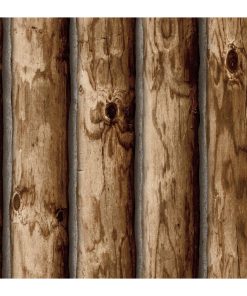 RoomMates Wallpaper Cabin Logs