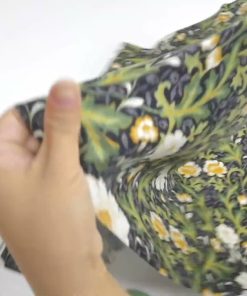 Green   White Symmetric Floral Luxe Flannel Fabric