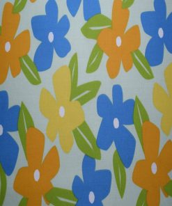 Multi Large Floral on Blue Quilt Cotton Fabric by Quilter s Showcase