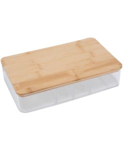 Simplify 9 Clear 5 Compartment Organizer With Bamboo Lid   Mirror