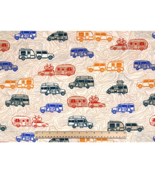Beige Campers Novelty Cotton Fabric - Image 4