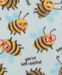 Bee You on Blue Blizzard Fleece Fabric