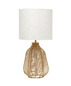All The Rages 21 Vintage Rattan Paper Rope Table Lamp With Fabric Shade