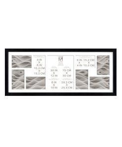 30 x 13 Matted Black 9 Photo Collage Frame by Place   Time