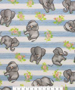 Sweet Elephants On Stripes Super Snuggle Flannel Fabric