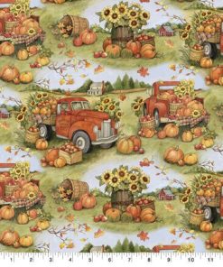 Susan Winget Pumpkin Truck Fall Cotton Fabric