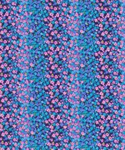 Fabric Traditions Teal Floral Striped Cotton Fabric by Keepsake Calico