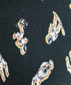 Black Rainbow Astronaut Super Snuggle Flannel Fabric