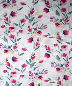 Pink Floral On White 108 Wide Premium Cotton Fabric