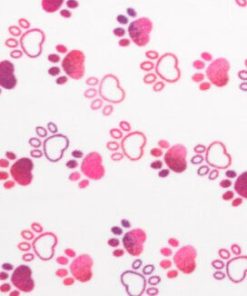 Pink Paw Prints on White Anti Pill Fleece Fabric
