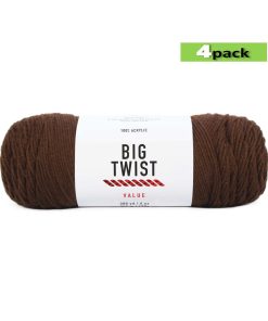 4pk Solid Chocolate Medium Weight Acrylic 380yd Value Yarn by Big Twist