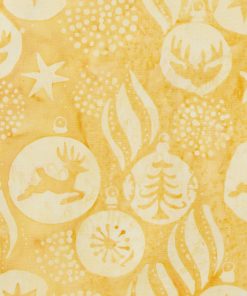 Yellow Jolly Jingle Ornaments Christmas Cotton Fabric