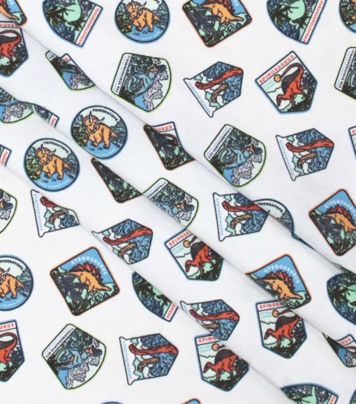 Dino Badges Super Snuggle Flannel Fabric - Image 2