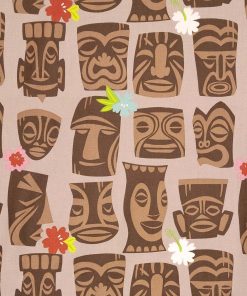 Alexander Henry Tiki on Brown Premium Cotton Fabric