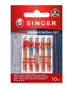 SINGER 10ct Universal Regular Ball Point Titanium Sewing Machine Needles