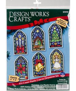 Design Works Stained Glass Plastic Canvas Ornament Stitch Kit 6ct