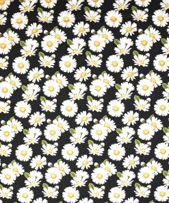 Daisies   Dots on Black Quilt Cotton Fabric by Keepsake Calico