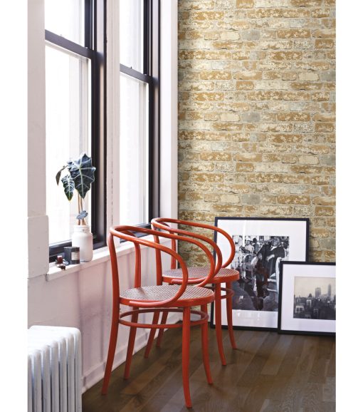 RoomMates Wallpaper Stuccoed Brown Brick - Image 3