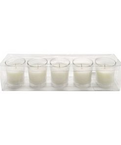 5pk White Unscented Votive Candles With Glass Holders by Hudson 43