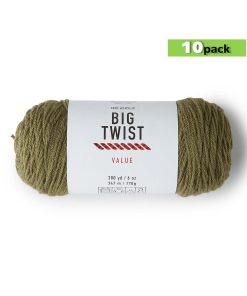 10pk Solid Olive Medium Weight Acrylic 380yd Value Yarn by Big Twist