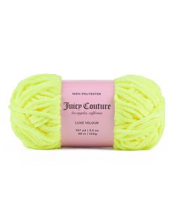 Juicy Couture Luxe Velour 107yds Bulky Polyester Yarn - Safety Yellow