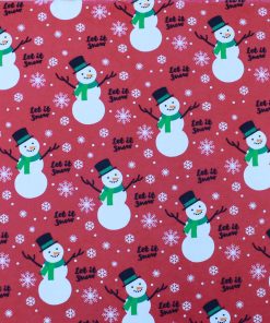 Snowflakes   Snowmen on Pink Super Snuggle Christmas Flannel Fabric