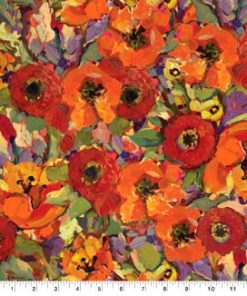 Susan Winget 108 Orange   Red Poppies Premium Wide Cotton Fabric