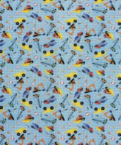 Transportation On Blue Novelty Cotton Fabric