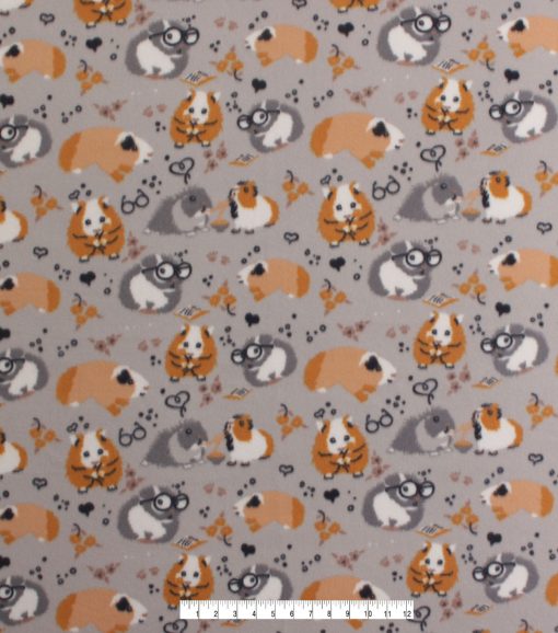 Gerbils on Gray Blizzard Fleece Fabric - Image 2