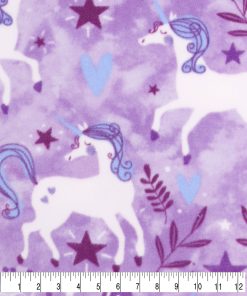 Happy Unicorns on Purple Anti Pill Fleece Fabric