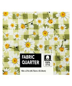 18 x 21 Daisies on Sage Cotton Fabric Quarter 1pc by Keepsake Calico