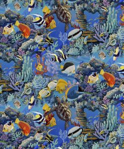 David Textiles Blue Tropical Waters Novelty Cotton Fabric