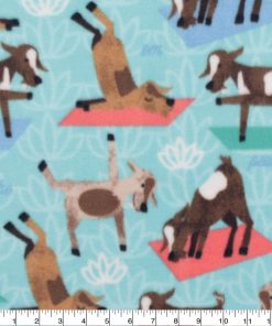 Yoga Goats Blue Anti Pill Fleece Fabric