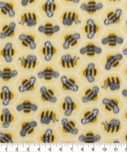 Blizzard Fleece Fabric Honeycomb Bee Tossed