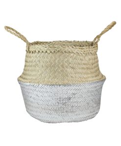 Northlight 13 Beige   Silver Seagrass Belly Wicker Basket