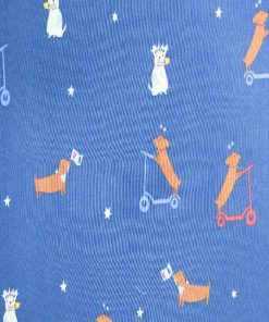 Blue Doggies On Scooters Patriotic Cotton Fabric by POP!