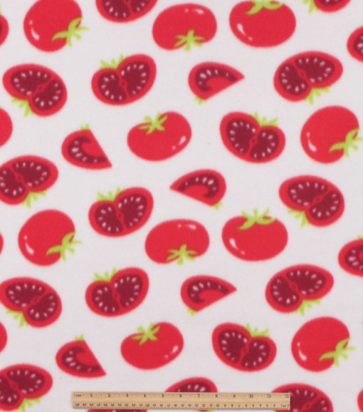 Tomatoes on White Blizzard Fleece Fabric - Image 2