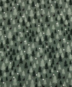 Green Tonal Trees Super Snuggle Christmas Flannel Fabric