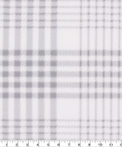Blizzard Fleece Fabric White   Gray Plaid