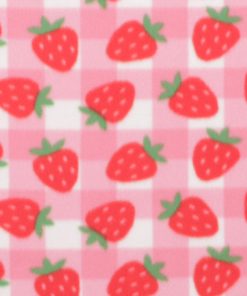 Pink Strawberry Check Blizzard Fleece Fabric