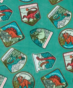 Dinosaur Patches Anti Pill Fleece Fabric