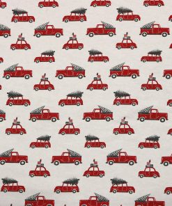 Red Trucks   Cars With Trees Super Snuggle Christmas Flannel Fabric