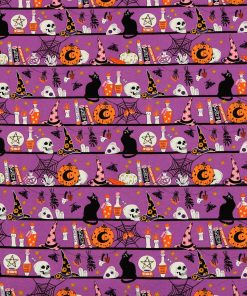 Purple Witches Icons On Shelves Super Snuggle Flannel Fabric