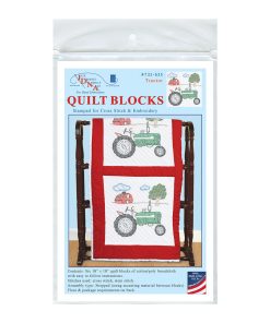 Jack Dempsey Needle Art 18 Tractor Stamped White Quilt Blocks 6pk